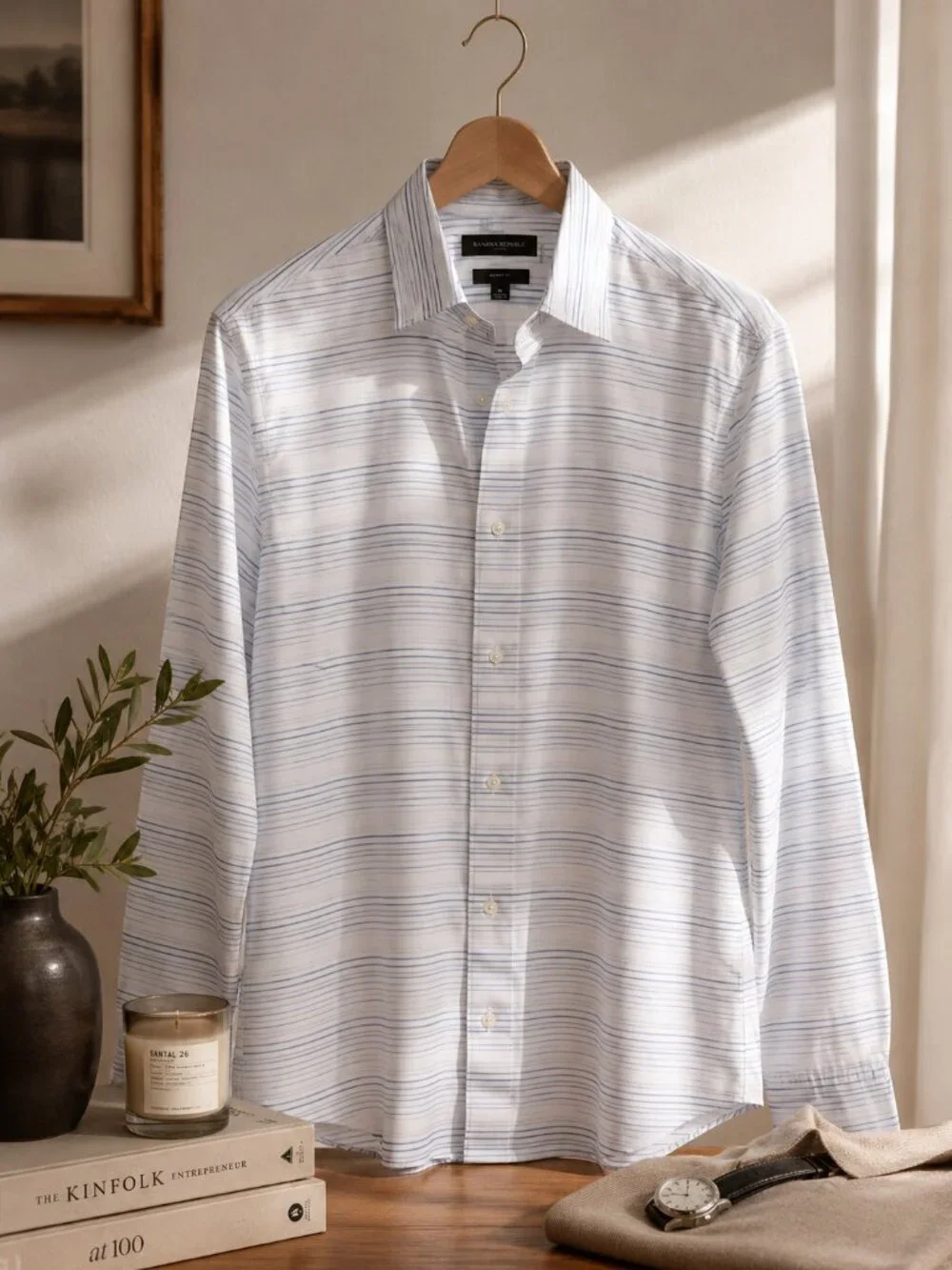 Banana Republic Grant Fit Pinstripe Button Down Shirt Medium